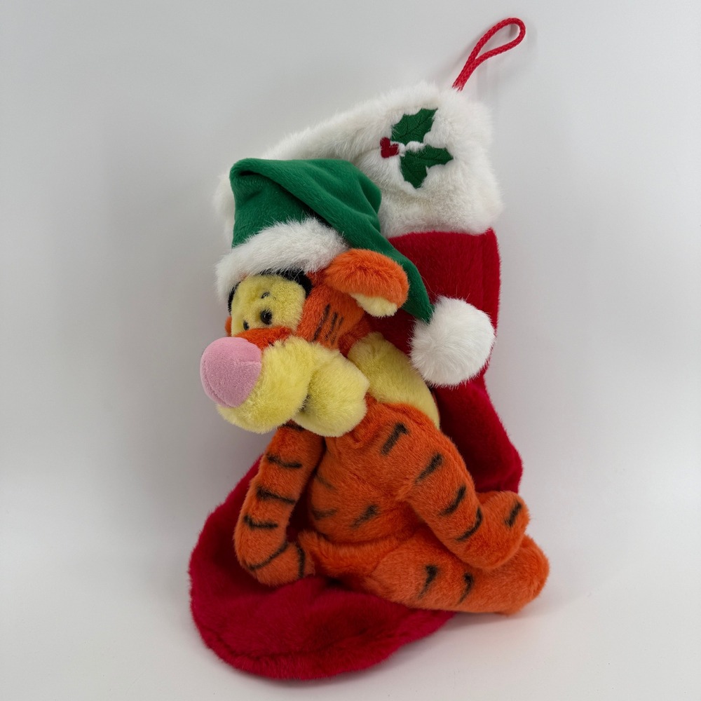 Disney Store Tigger Christmas Stocking Plush WORKS Sings Merry Christmas 16"